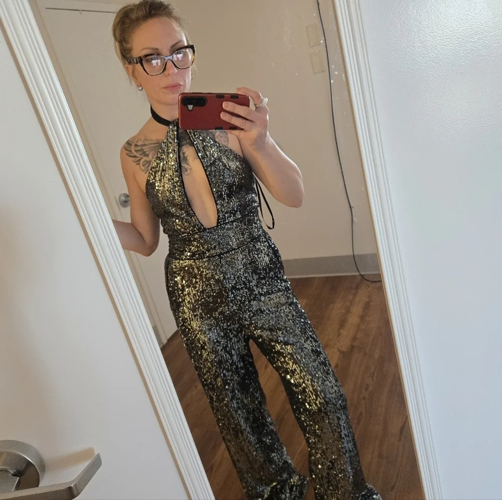 Maeve Rhinestone Halter Jumpsuit - Picture 7 of 11